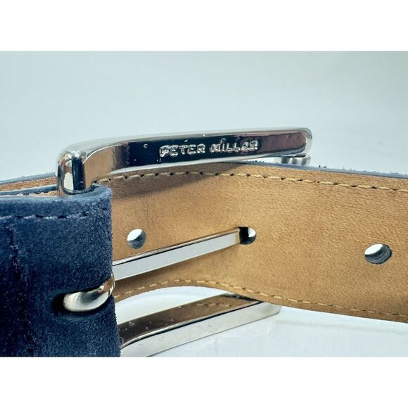 NWT PETER  MILLAR Excursionist Calf Suede Belt  NAVY Blue Men's Size 34 $200 - Picture 9 of 9